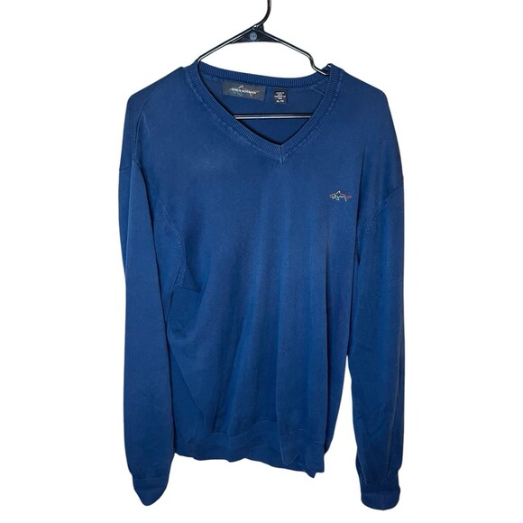 Greg Norman V Neck Pullover Sweater Mens XL Blue Long Sleeve Golf Sweatshirt - Picture 1 of 5